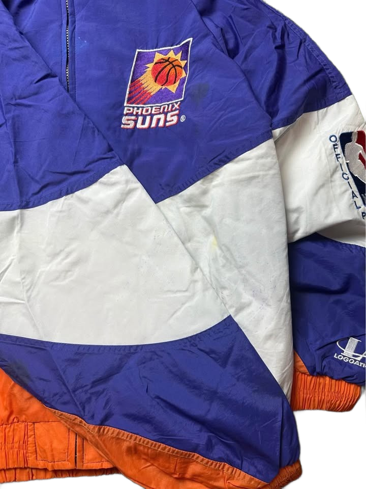 Vintage 90s Y2K Logo Athletic windbreaker Phoenix Suns XL stained
