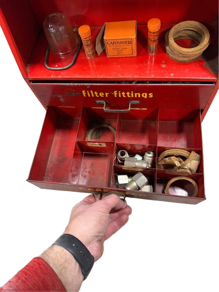 Vintage Carter Carburetor Cabinet Metal Unit 22.5” Tall