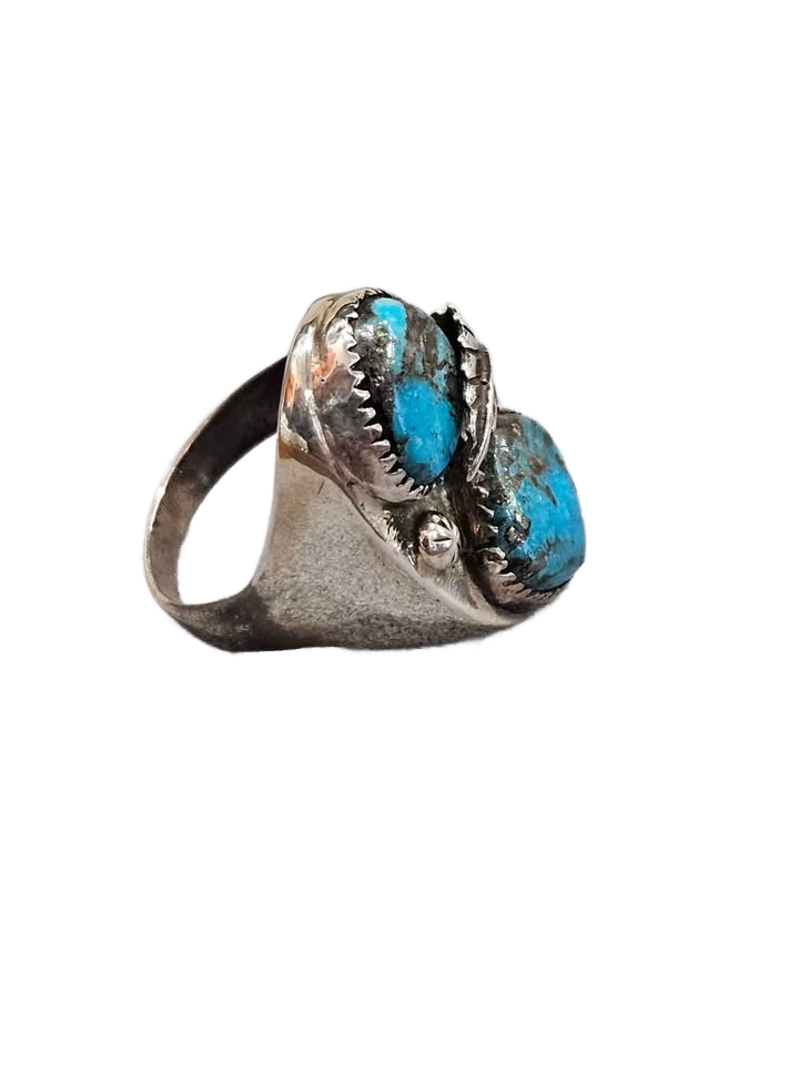 Feathery Native American Style Turquoise Ring