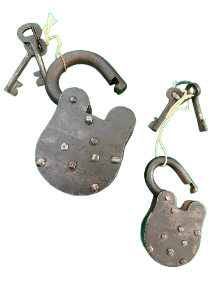 Vintage-Style Heavy Iron Padlocks with Keys (Set of 2)