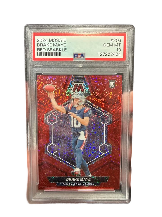 2024 Mosaic: PSA 10 Drake Maye Red Sparkle Prizm RC #303 - POP 5 - Patriots