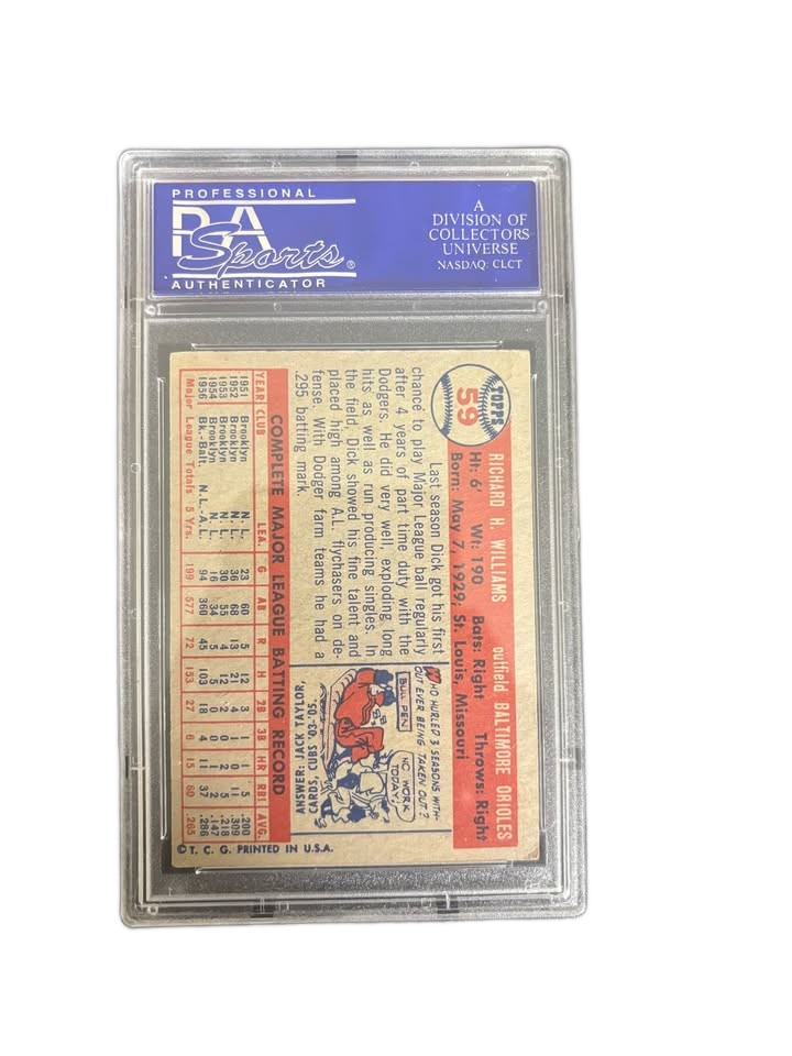 1957 Topps Dick Williams autographed baseball card