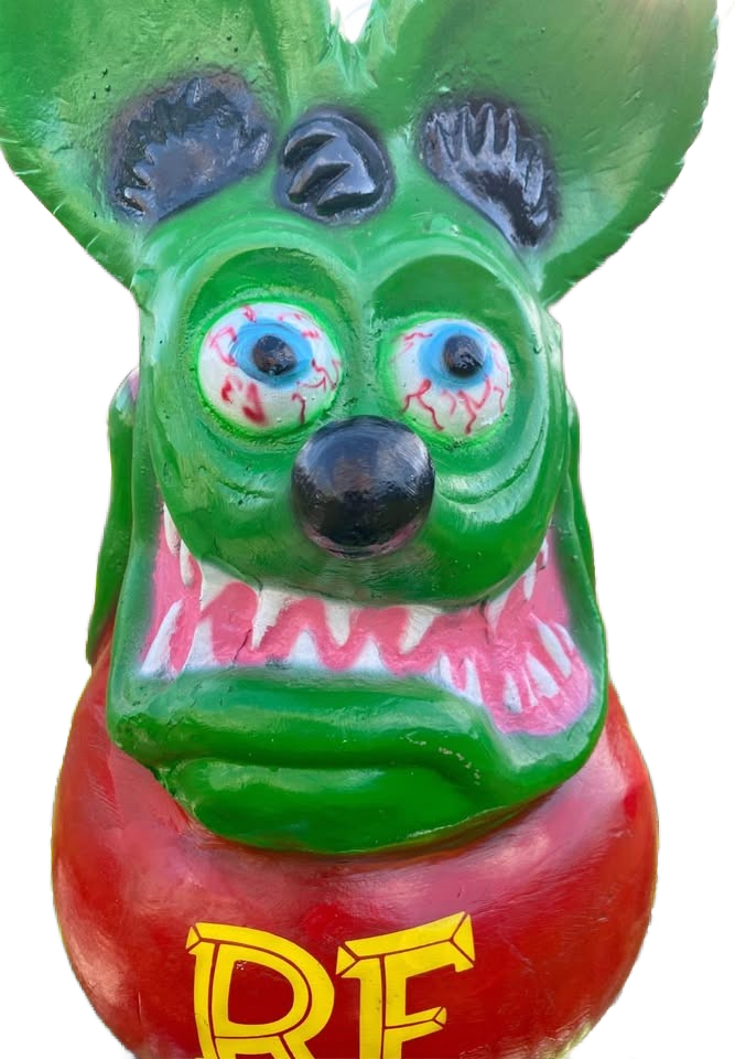 Hand Painted Cement Rat Fink