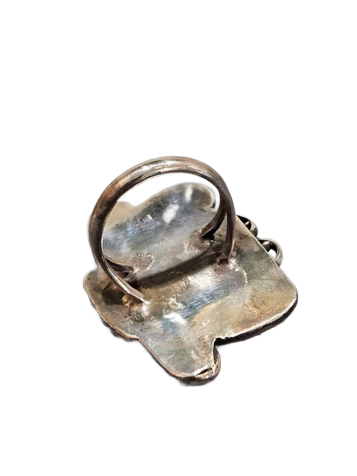 Silver Intricate Turquoise Ring, Native American Style