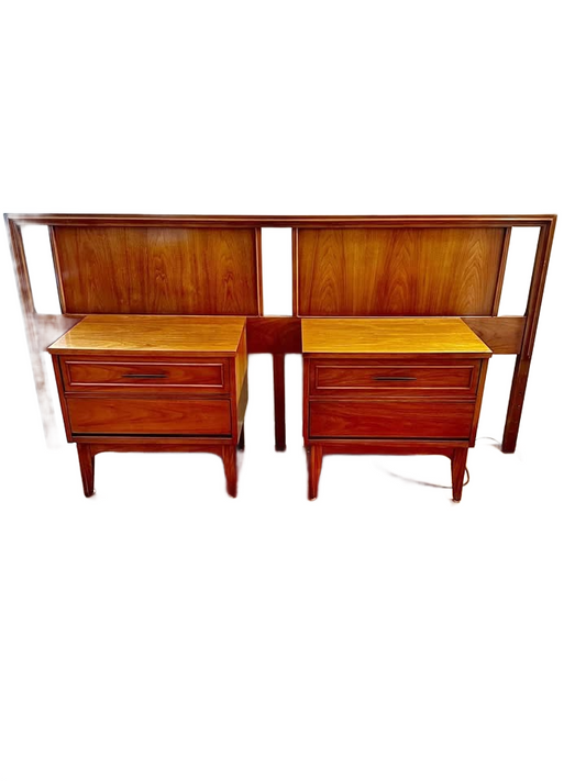 Mid Century Dixie King Headboard And Nightstands