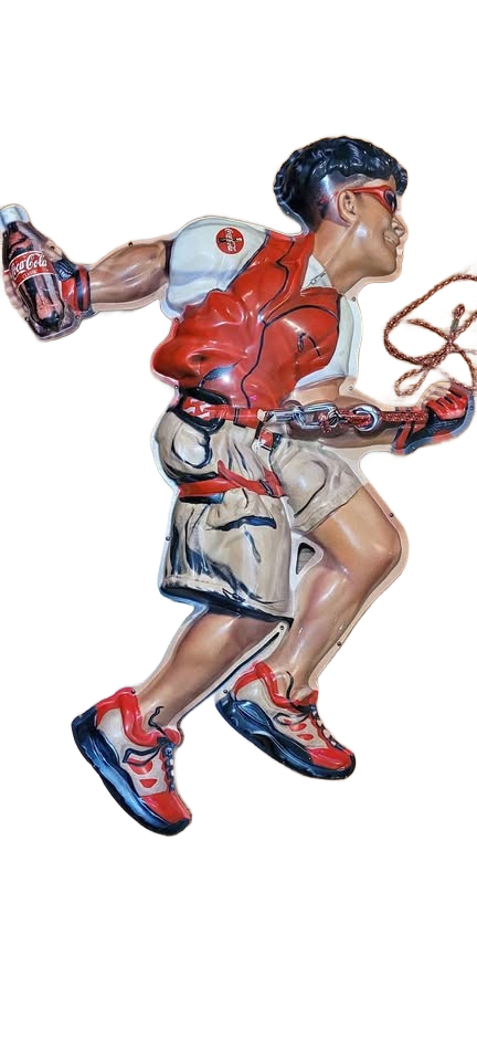 Vintage Coca-Cola 3-D Plastic Mountain Rock Climber Advertising Sign w\ Rope
