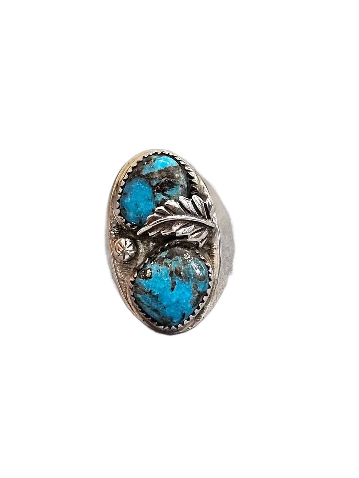 Feathery Native American Style Turquoise Ring