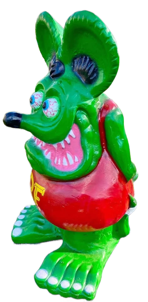 Hand Painted Cement Rat Fink