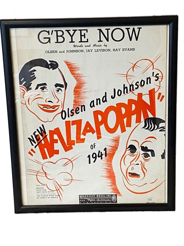 Vintage Framed Retro 1941 G’Bye Now Hellz a Poppin Sheet Music