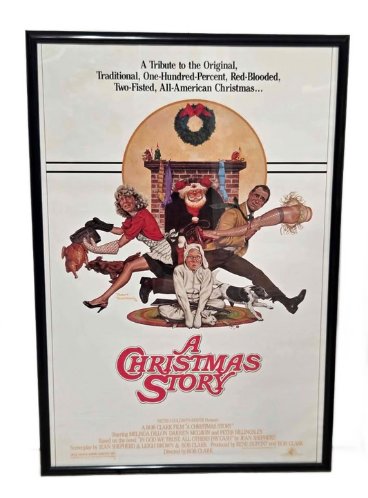 A Christmas Story Vintage Full Size Movie Poster, 1983, in frame, 28X41