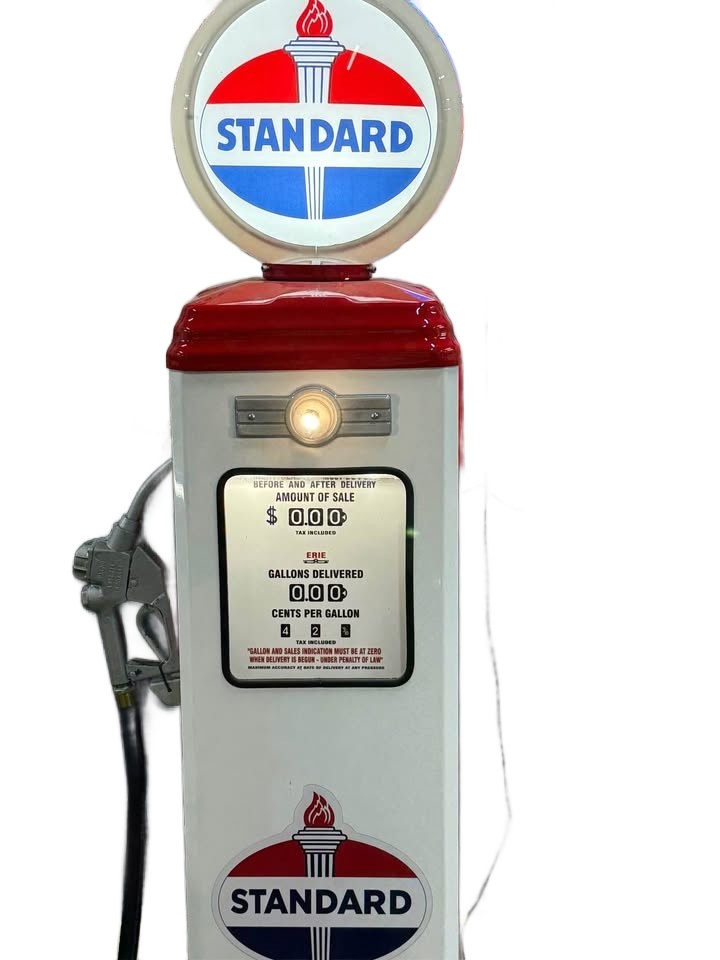 STANDARD Gas Pump – Reproduction Full-size vintage-style STANDARD reproduction pump. Lights