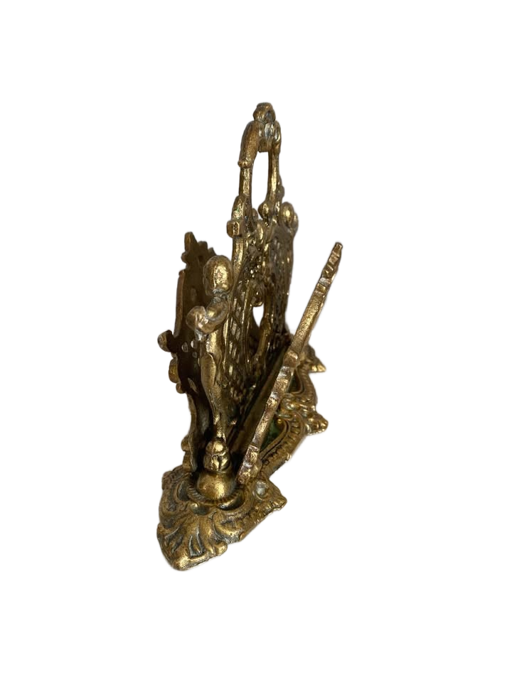 Vintage Victorian Brass Heavy Letter Holder With Cherubs