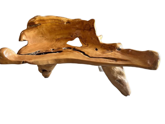 Bench Organic Teak Wood Tree root custom made art piece