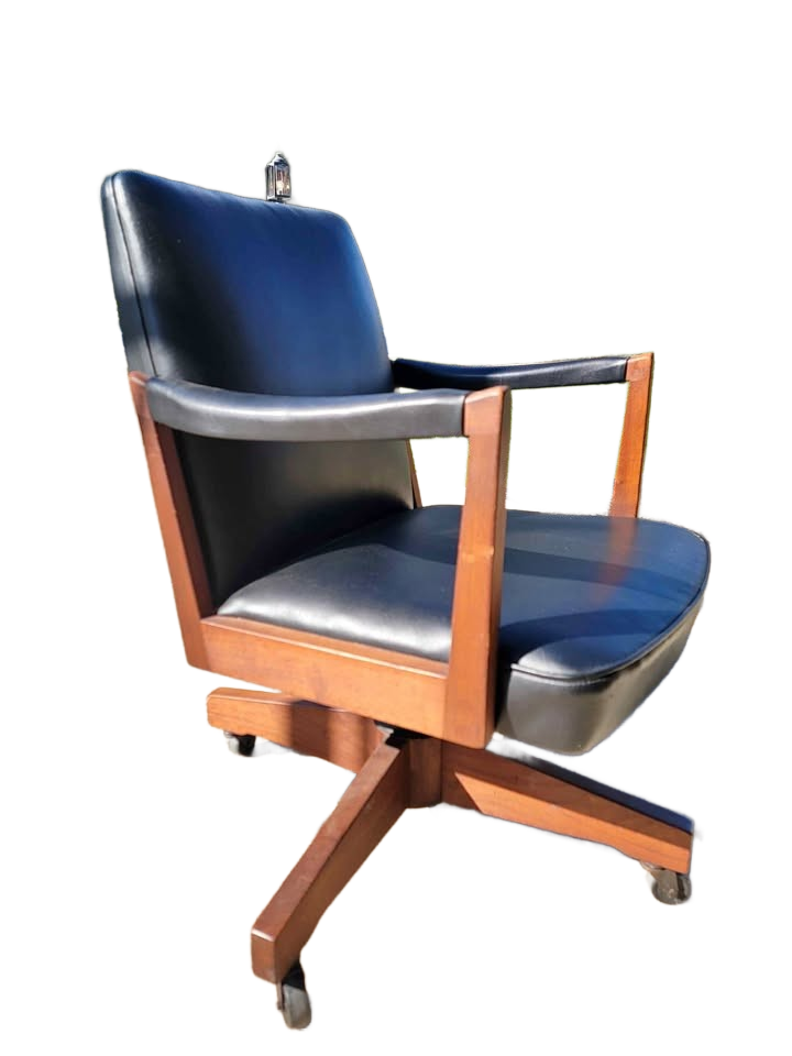 Vintage MCM Mid-Century Modern Gunlocke Walnut Executive Office Desk Chair Jens Risom Style