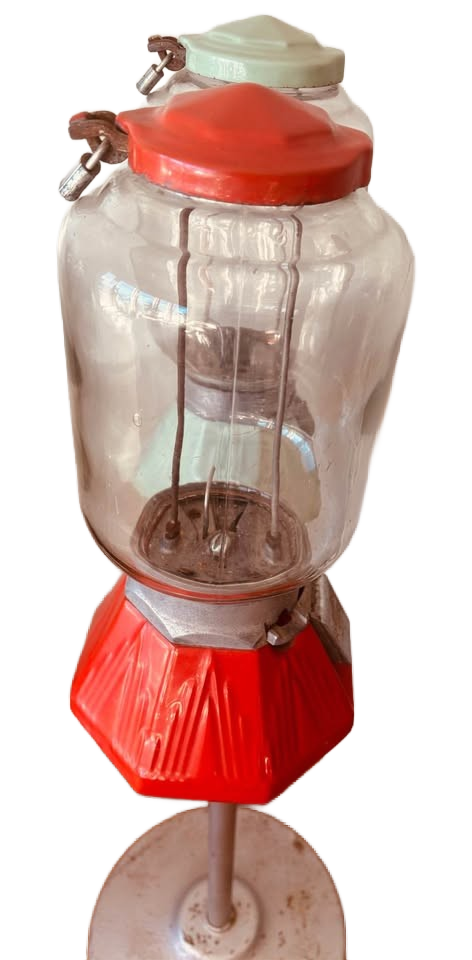 Pair Antique Northwestern Peanut / Gumball Machines w/ stand