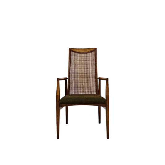 Vintage MCM Walnut & Cane Armchair