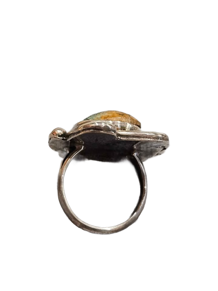 Silver Intricate Turquoise Ring, Native American Style