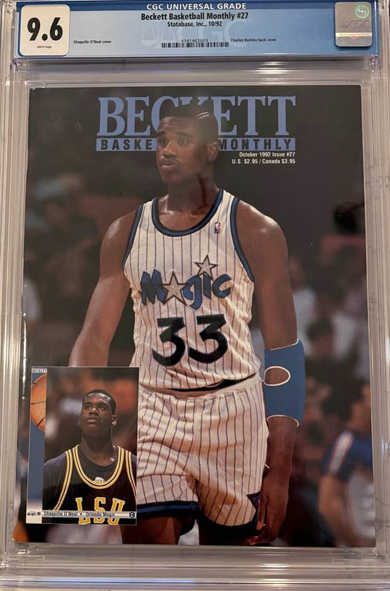 Shaquille O’Neal Beckett basketball monthly issue 10/1992 issue #27 CGC 9.6