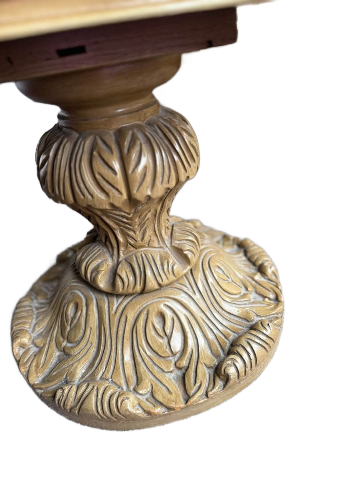 2 Vintage French Provincial Style Carved Wood Side Tables With a Marble Top.