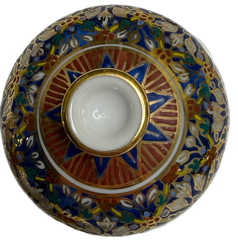 Beautiful Hand Painted Benjarong Small Trinket Jar/Dish With Lid Gold Set of 3