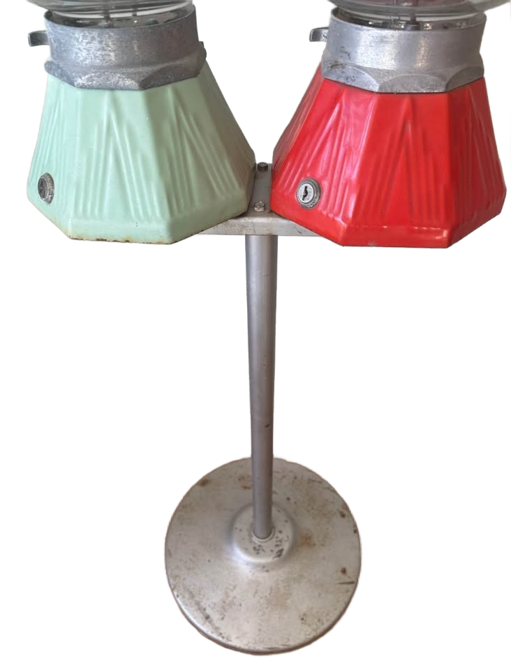 Pair Antique Northwestern Peanut / Gumball Machines w/ stand