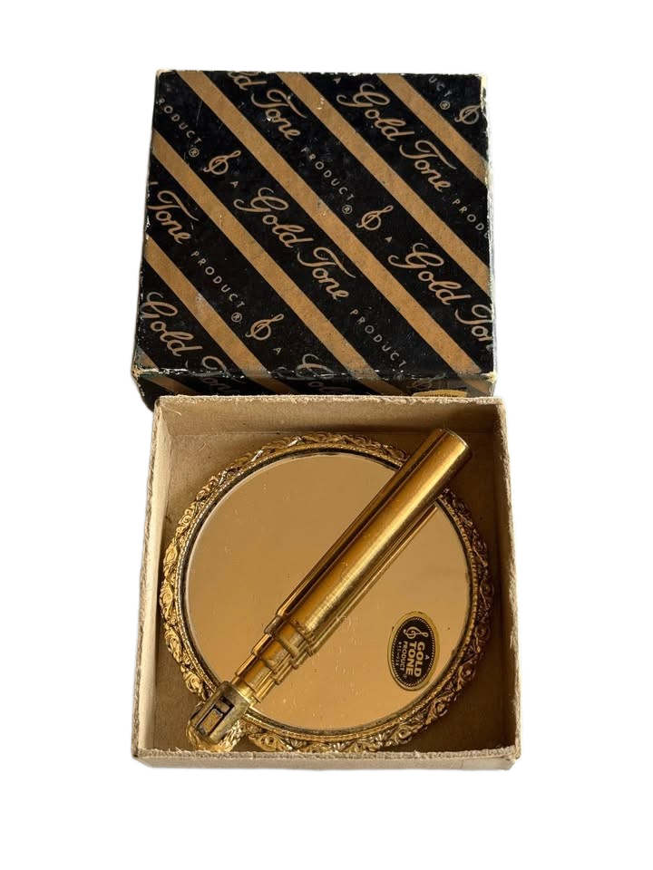 Vintage Brass Antique Telascopic Mirror with box