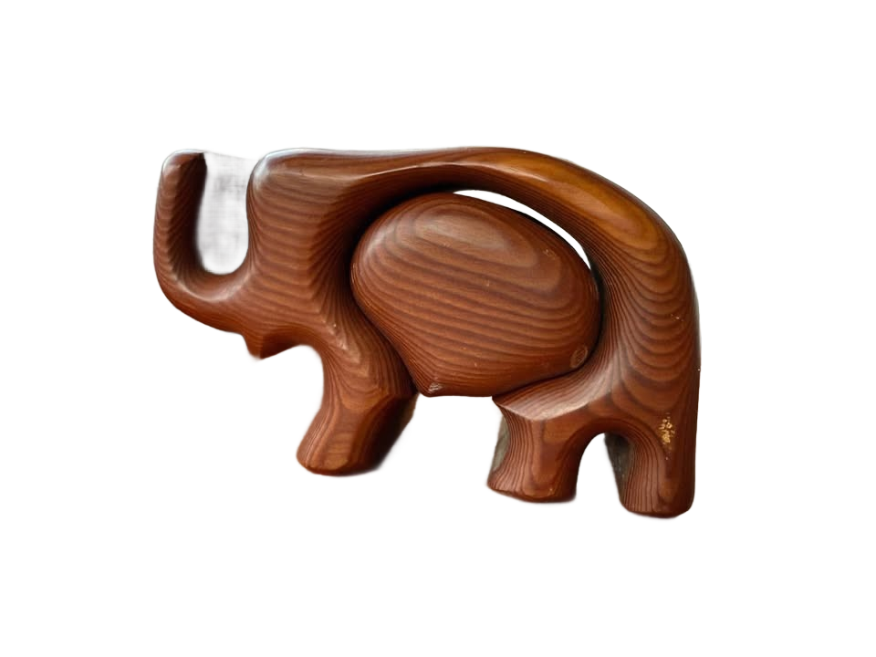 Vintage Redwood Elephant Secret Box
