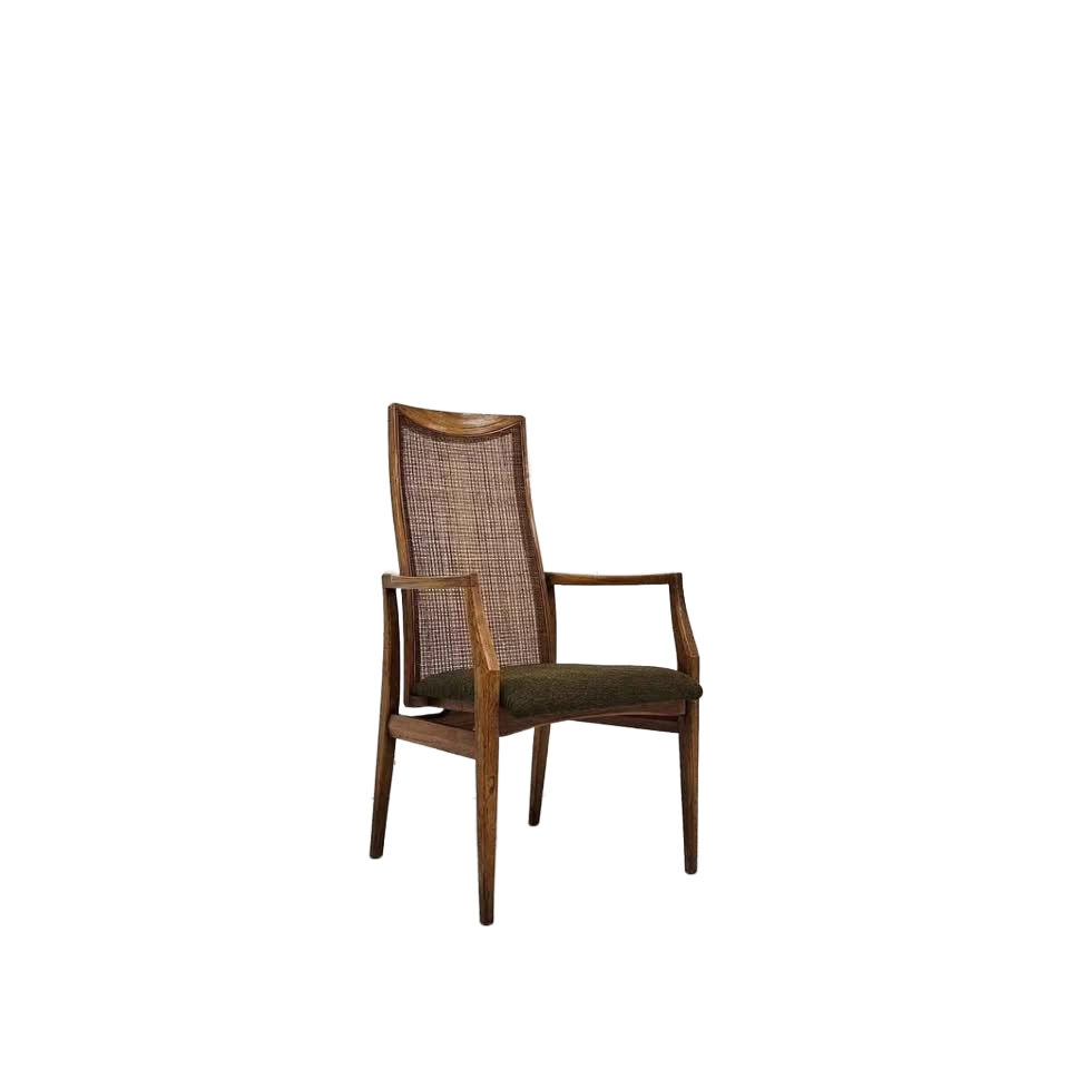Vintage MCM Walnut & Cane Armchair