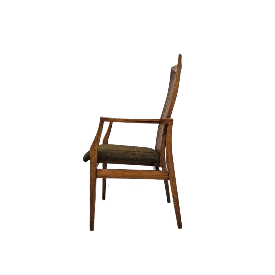Vintage MCM Walnut & Cane Armchair
