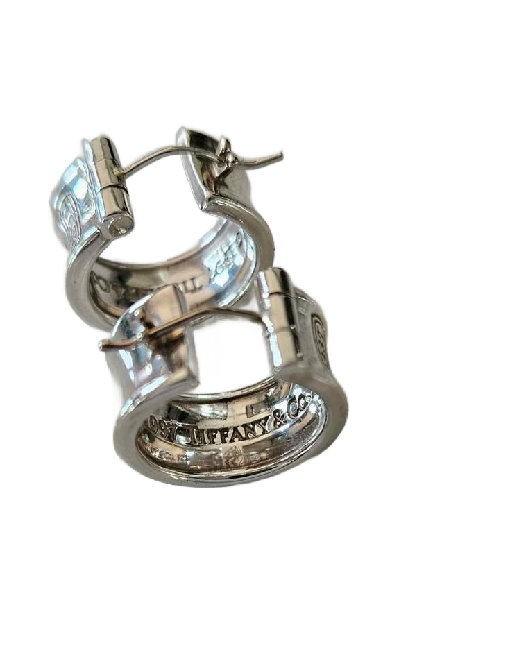 Tiffany & Co T&CO 1837 Hoop Huggie Earrings in Sterling Silver