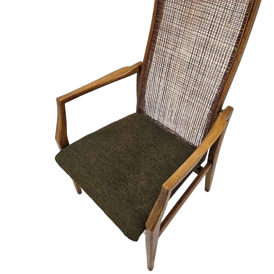 Vintage MCM Walnut & Cane Armchair