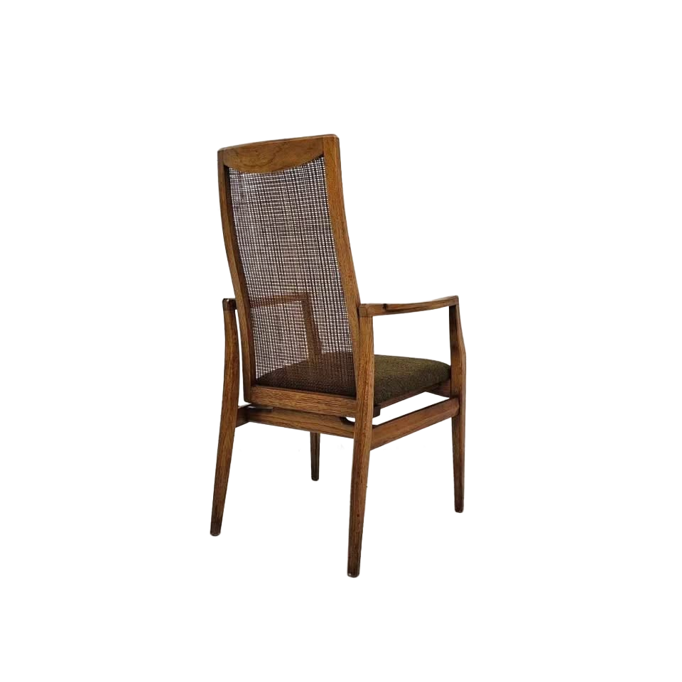 Vintage MCM Walnut & Cane Armchair