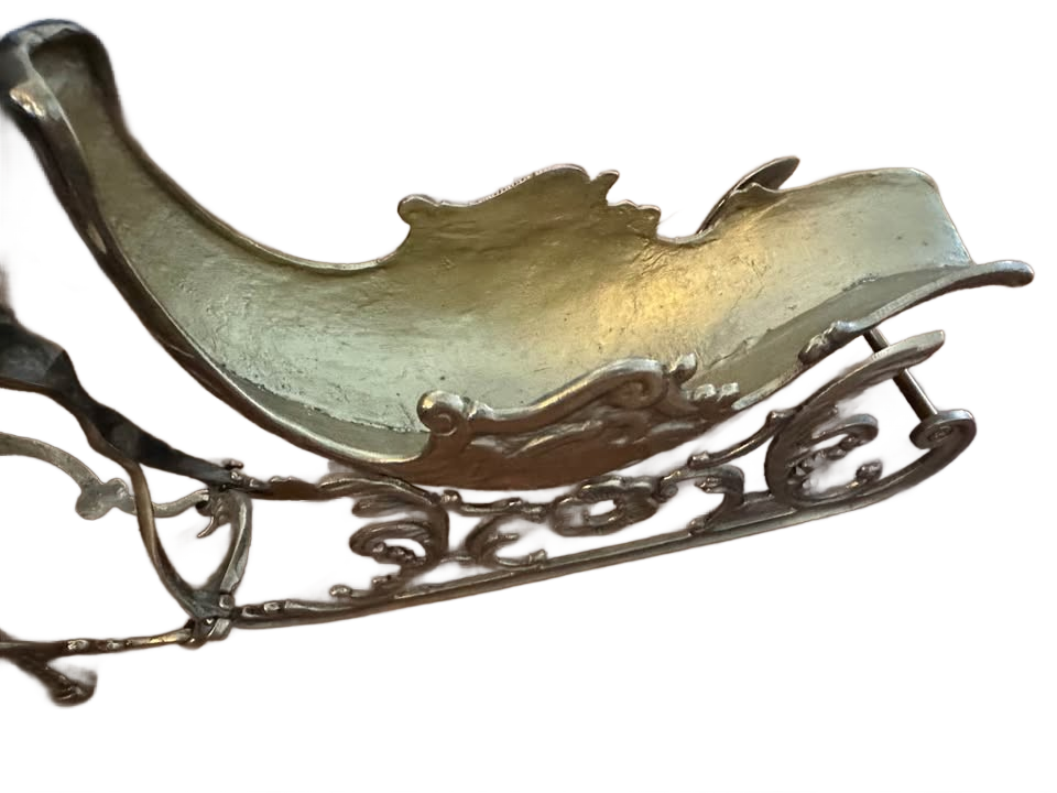 Reindeer and heavy brass sleigh of large size of 25" long VTG Christmas around the world