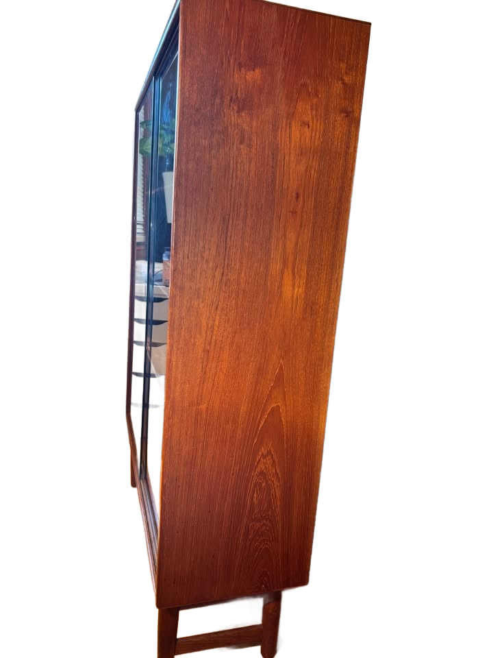 Mid-Century Danish Teak Bookcase by Povl Dinesen – Sliding Glass Doors, 1960s