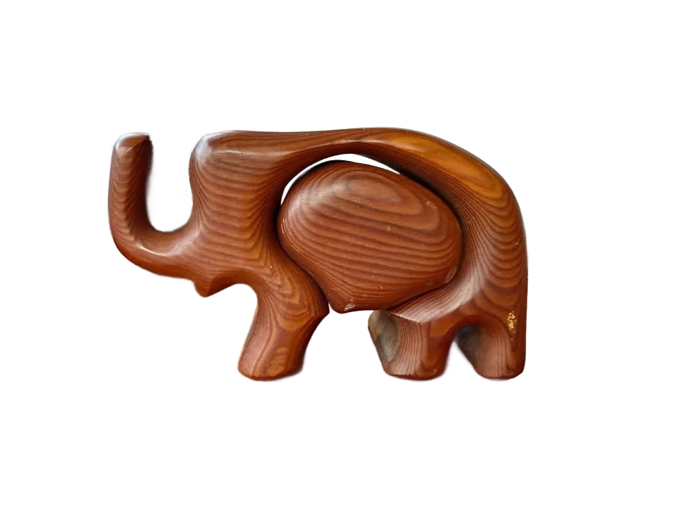 Vintage Redwood Elephant Secret Box