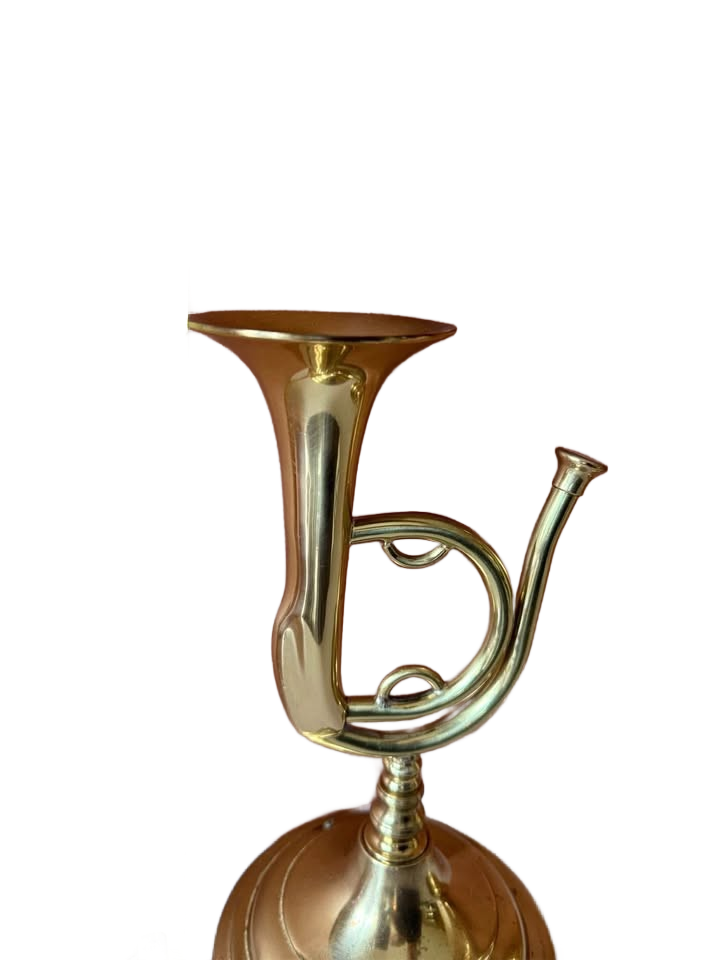 Vintage Solid Brass Trumpet Candlestick Holders