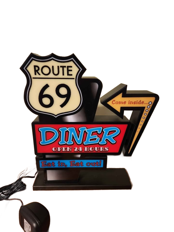 Nostalgic Reto Route 69 Diner Sign