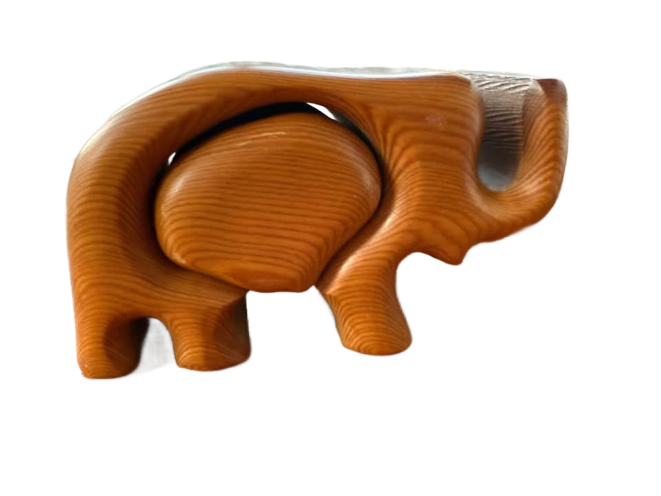 Vintage Redwood Elephant Secret Box