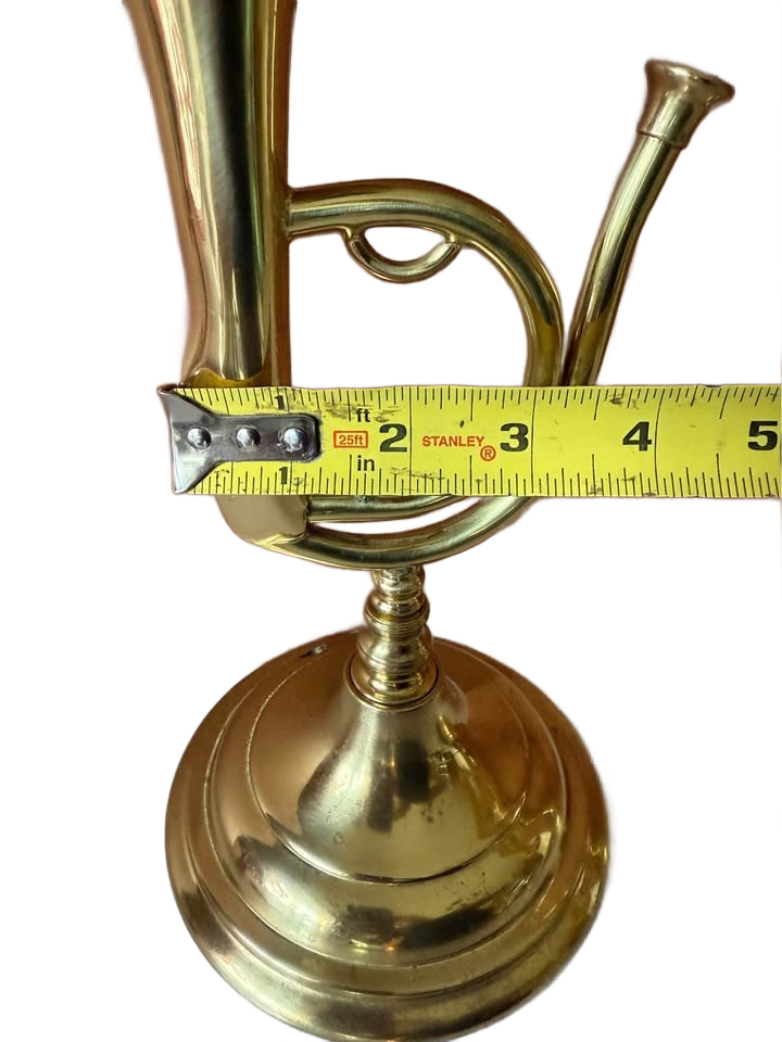 Vintage Solid Brass Trumpet Candlestick Holders