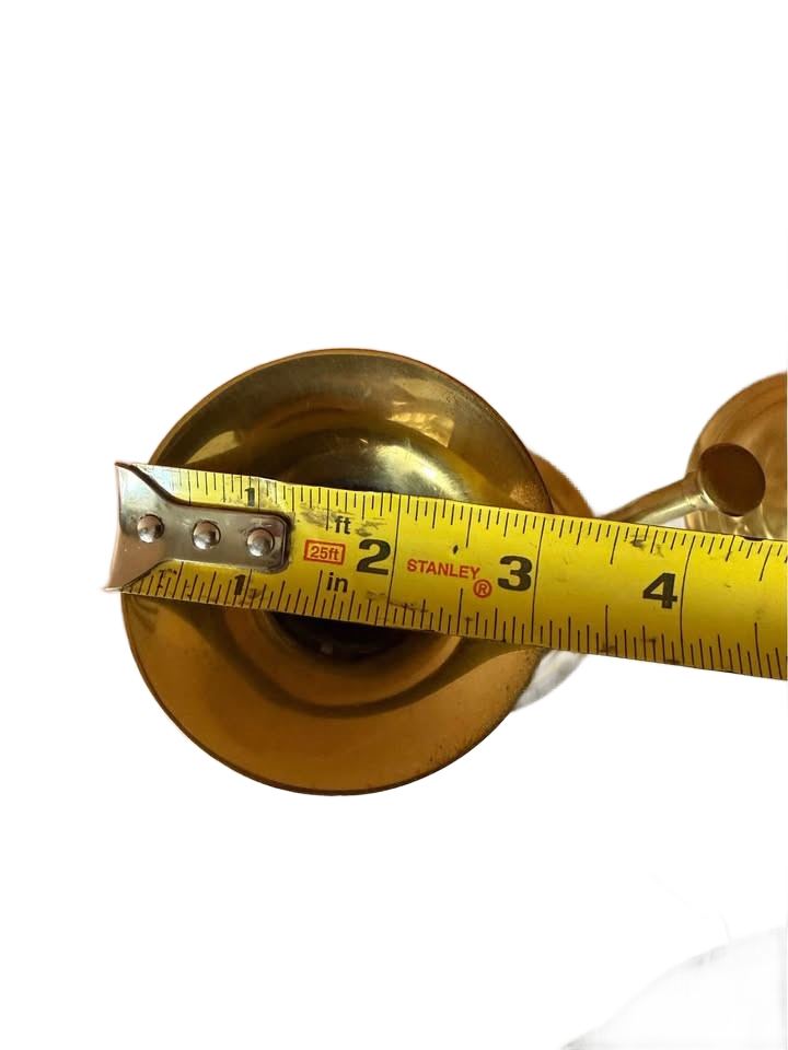 Vintage Solid Brass Trumpet Candlestick Holders