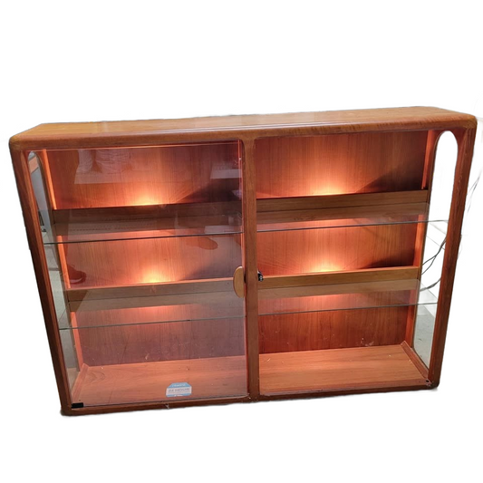 Antique MCM Lighted Bookcase