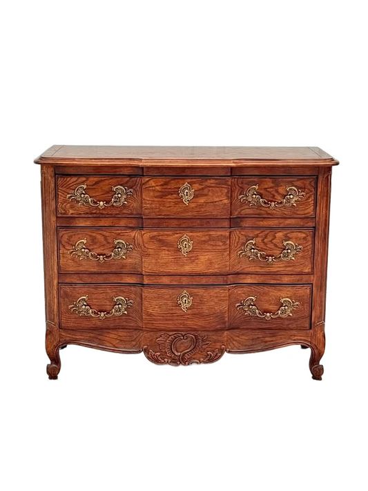 Vintage French Style Century Furniture Wood Dresser with Brass Hardware