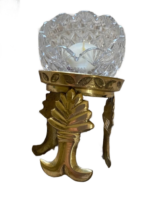 Vintage Royal Irish Crystal Candle Holder/Candy Dish with Brass Stand