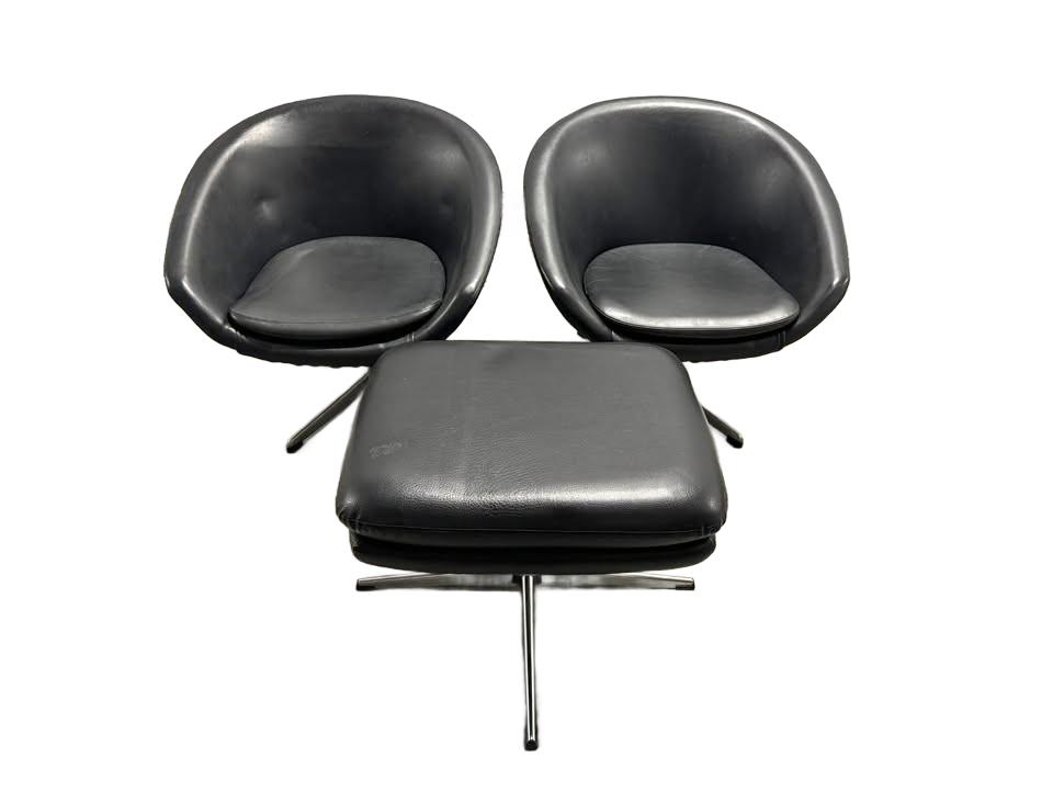 MCM Swedish Overman Pod Chair Set w/ Ottoman