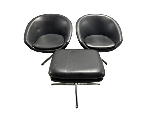 MCM Swedish Overman Pod Chair Set w/ Ottoman