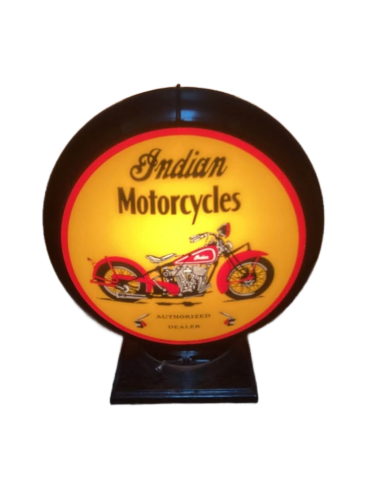 INDIAN MOTORCYCLE LIGHTED GLOBE 17-1/2” TALL x 17” WIDE x 5” DEEP