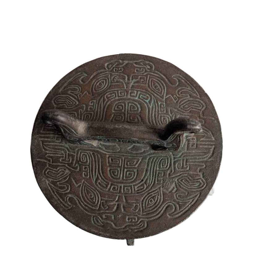 A- Vintage Chinese Tripod Bronze Metal Storage Art