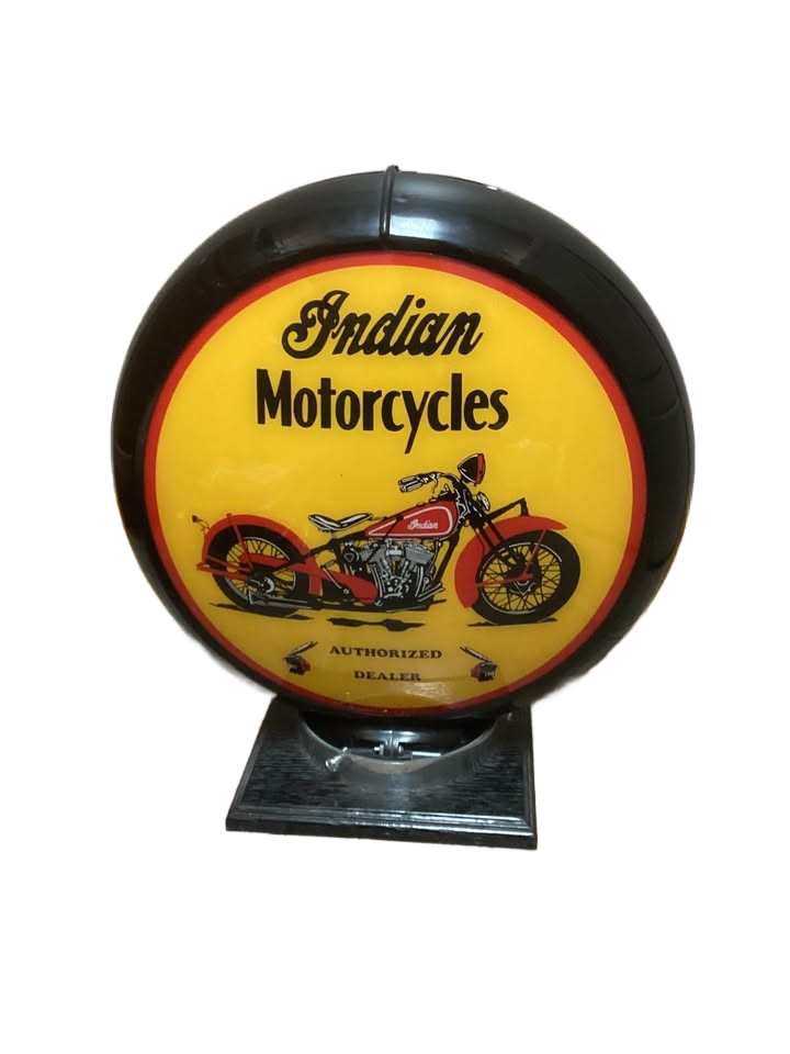 INDIAN MOTORCYCLE LIGHTED GLOBE 17-1/2” TALL x 17” WIDE x 5” DEEP