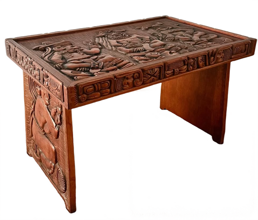 Stunning 1960s Aztec/Mayan Figures Carved table
