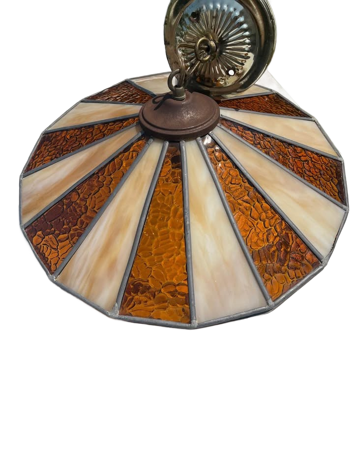 Pair of vintage stained glass lights, Tiffany style